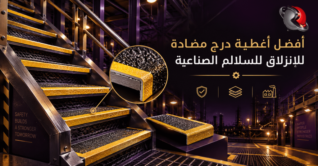 أغطية درج مضادة للانزلاق مصنوعة من الفيبر جلاس للسلالم الصناعية