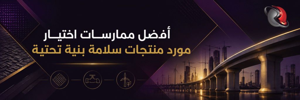 فريق هندسي يراجع مواصفات منتجات سلامة في موقع مشروع بنية تحتية كبير