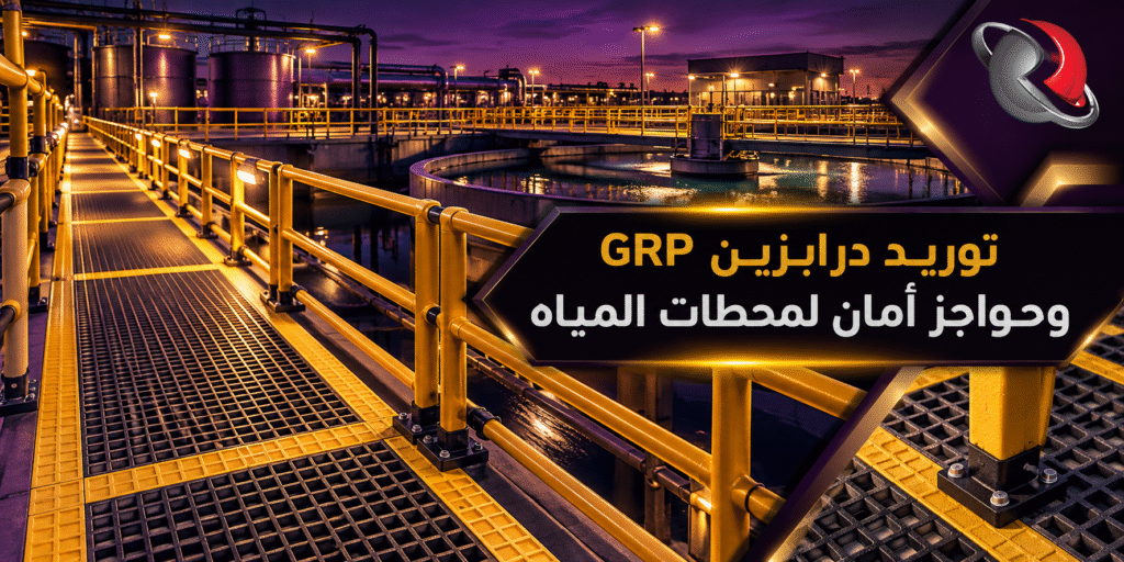 توريد درابزين GRP مانع للانزلاق مركب حول أحواض محطة معالجة مياه