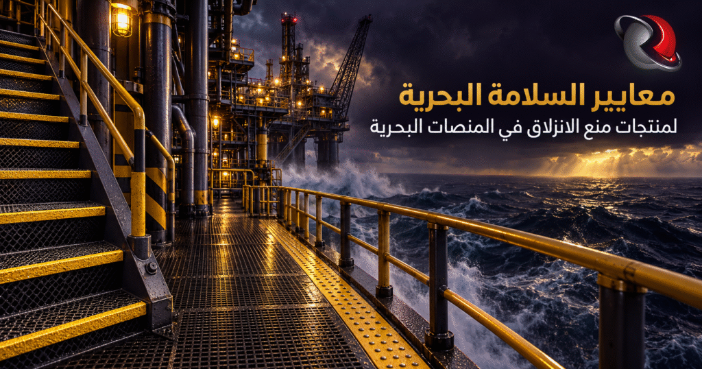 تطبيق حلول منع الانزلاق المعتمدة على ممرات وسلالم منصة بحرية