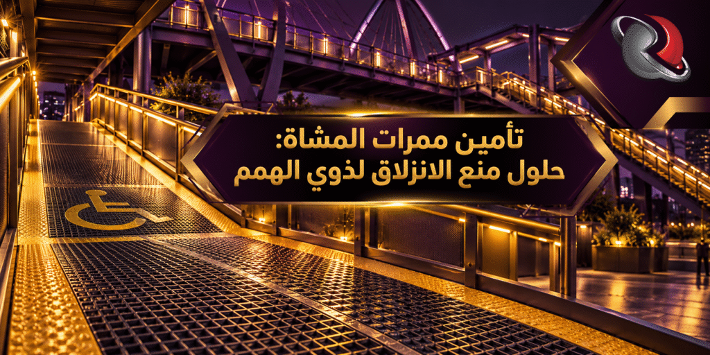 ممر مشاة ومنحدر مجهز بحلول منع الانزلاق لدعم ذوي الهمم في مشاريع البنية التحتية